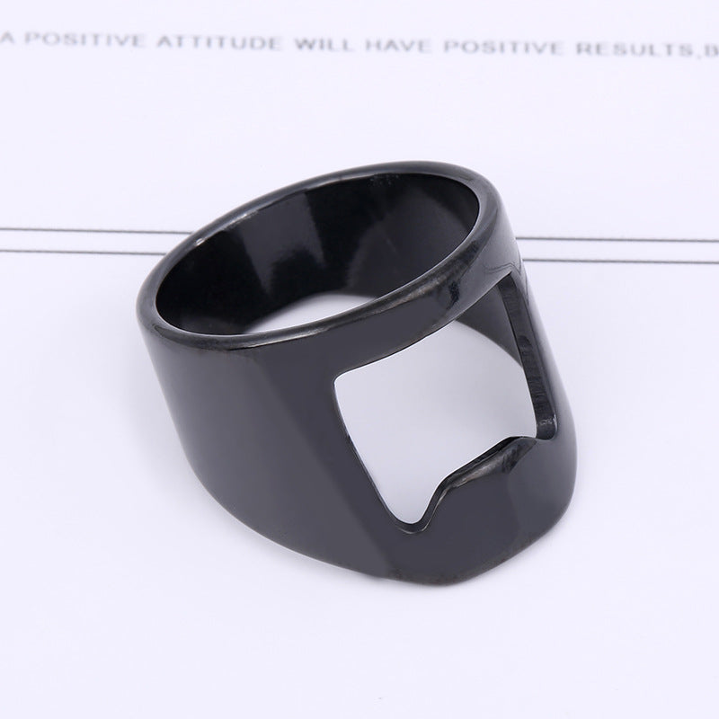 Wholesale Opener Ring Laser Cut Hollow Beer Bottle Opener Titanium Steel Ring